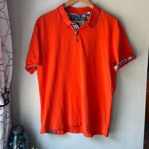 Robert Graham polo shirt men’s size large Orange golf casual cotton